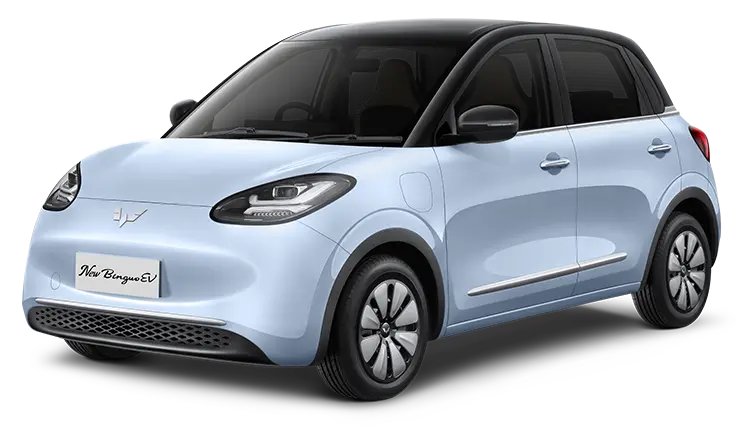 Wuling New Binguo EV warna biru, hatchback listrik dengan bagasi luas