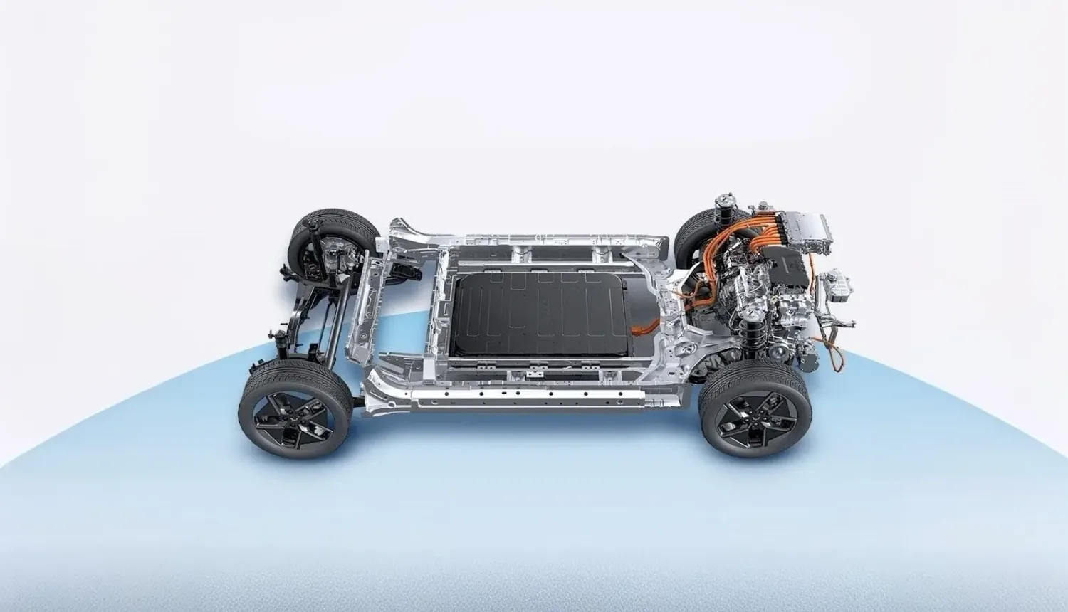 Platform sasis dengan baterai dan motor listrik Wuling Darion