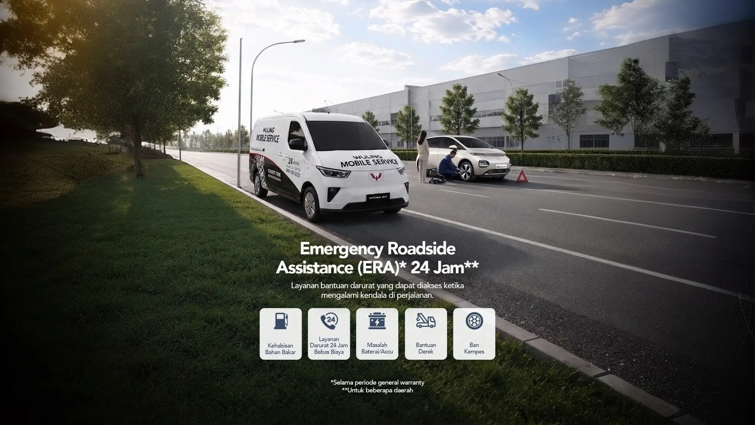 Layanan Emergency Roadside Assistance ERA 24 jam Wuling dengan lima cakupan bantuan darurat