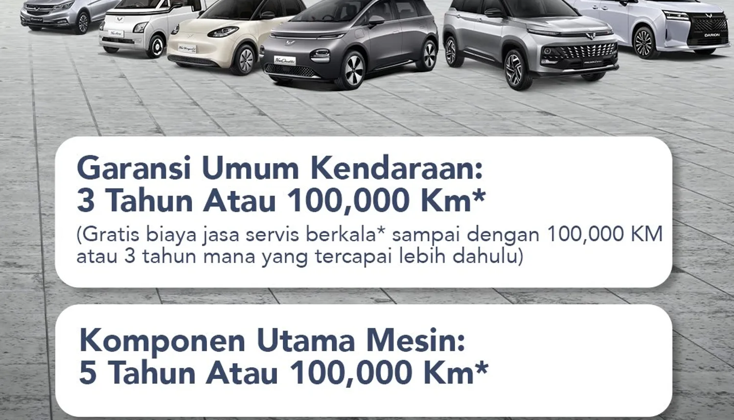 Rincian paket garansi dan layanan purna jual Wuling